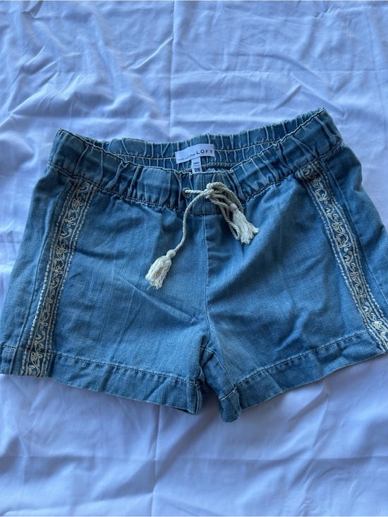 LOFT Pants - LOFT Denim Blue Embroidered Drawstring Shorts